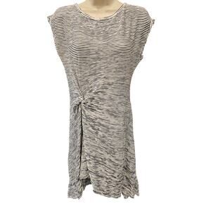 NWT Max Studio side ruched striped black white sundress comfort Seersucker M